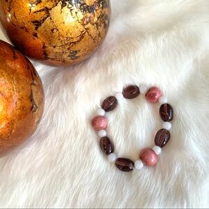 Pink and Purple Beaded Elastic Bracelet